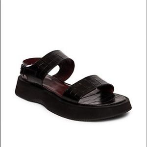 Staud Nicky Croc Embossed Platform Sandals